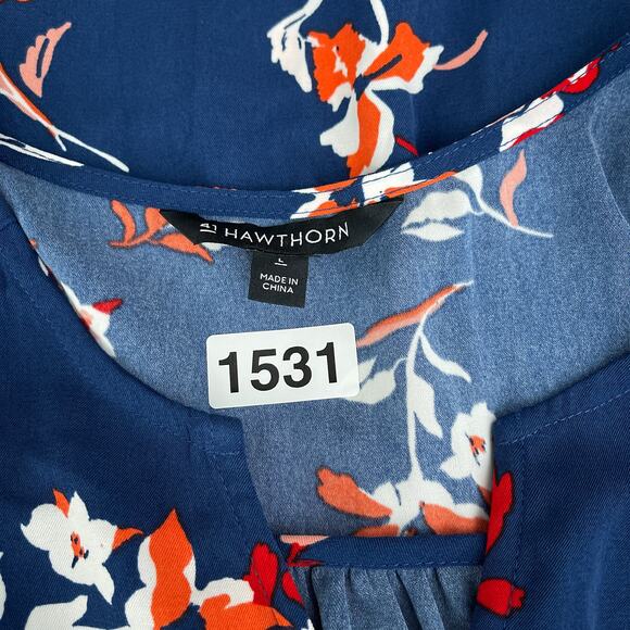 41 HAWTHORN Stitch Fix Trisha Split Neck Dress Blue Women's Size Large - Picture 13 of 14